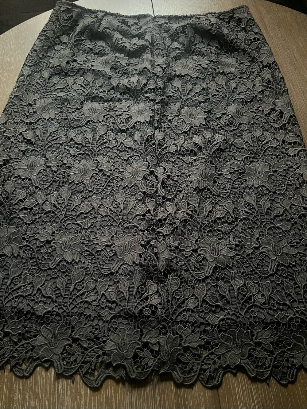 Garnet Hill Black Floral Lace Pencil Skirt